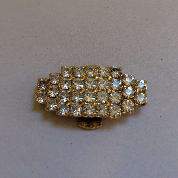 Vintage Clip On Gold Tone Rhinestone Shoe Clips - Picture 3 of 3